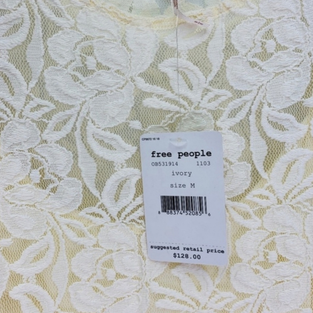 🆕 Free People Lace Ivory Dress. Fully Underlined & Stretchy. NWT - Picture 4 of 8